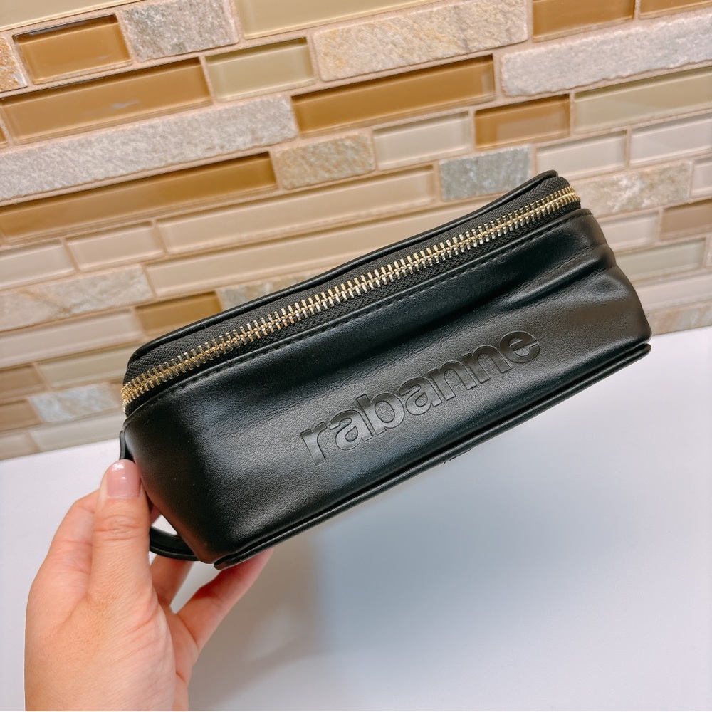 Rabanne Black Leather Cosmetic Bag